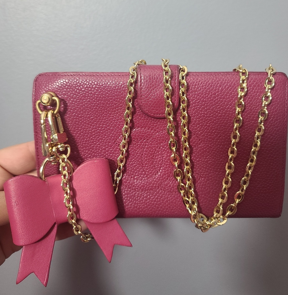 CHANEL Caviar Magenta Pink Kisslock Wallet - Picture 8 of 9